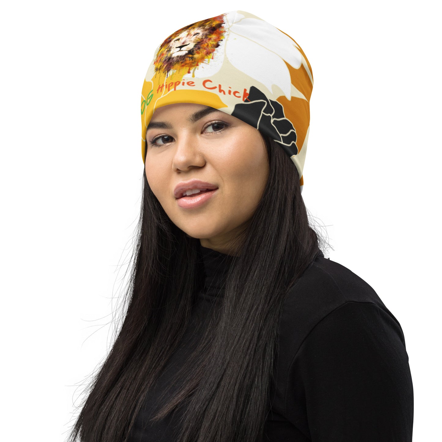 Tan Flowers Beanie - OG Hippie Chick