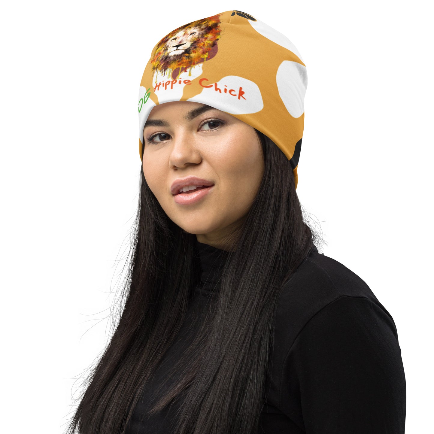 Tan Flowers Beanie - OG Hippie Chick