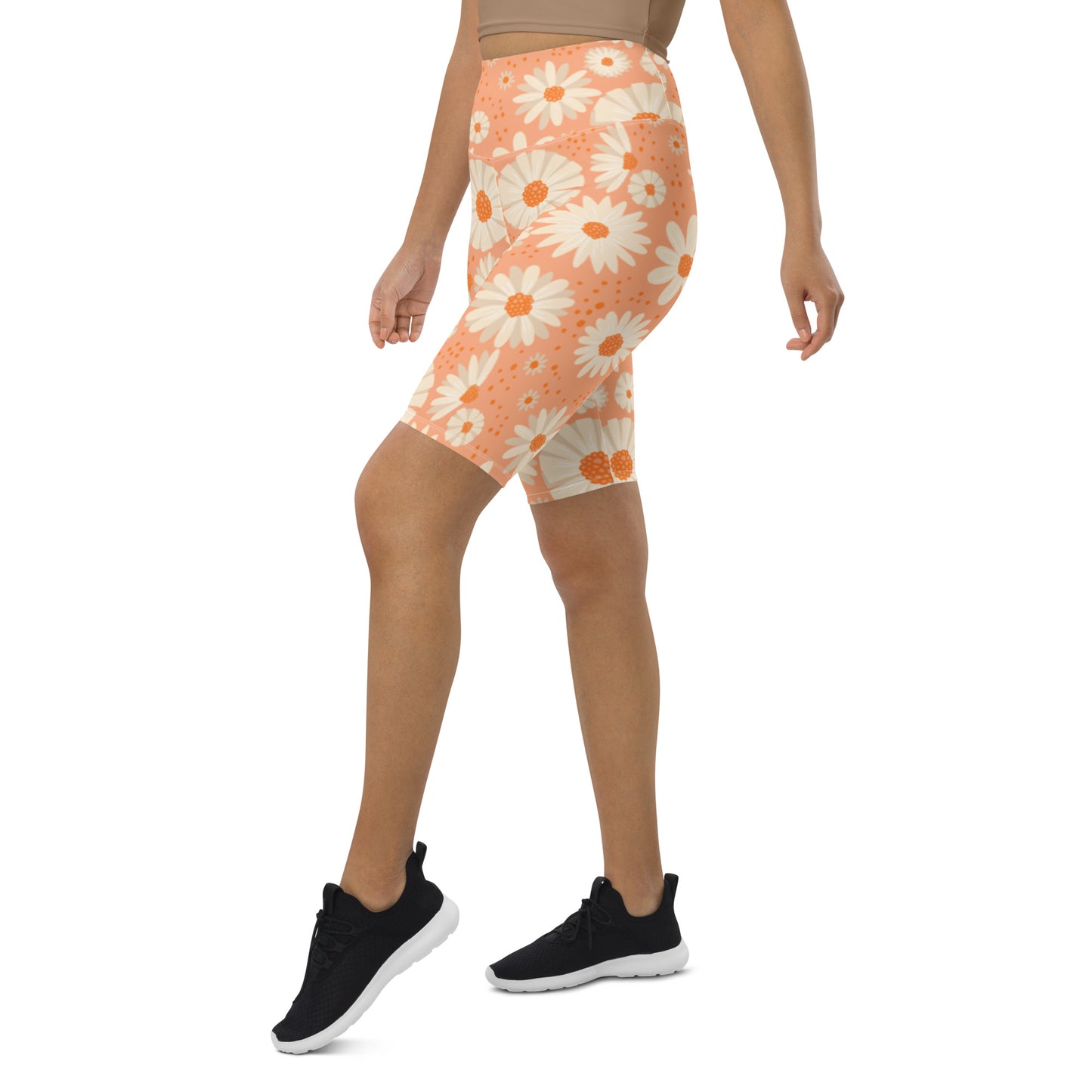 Peach Daisies Biker Shorts