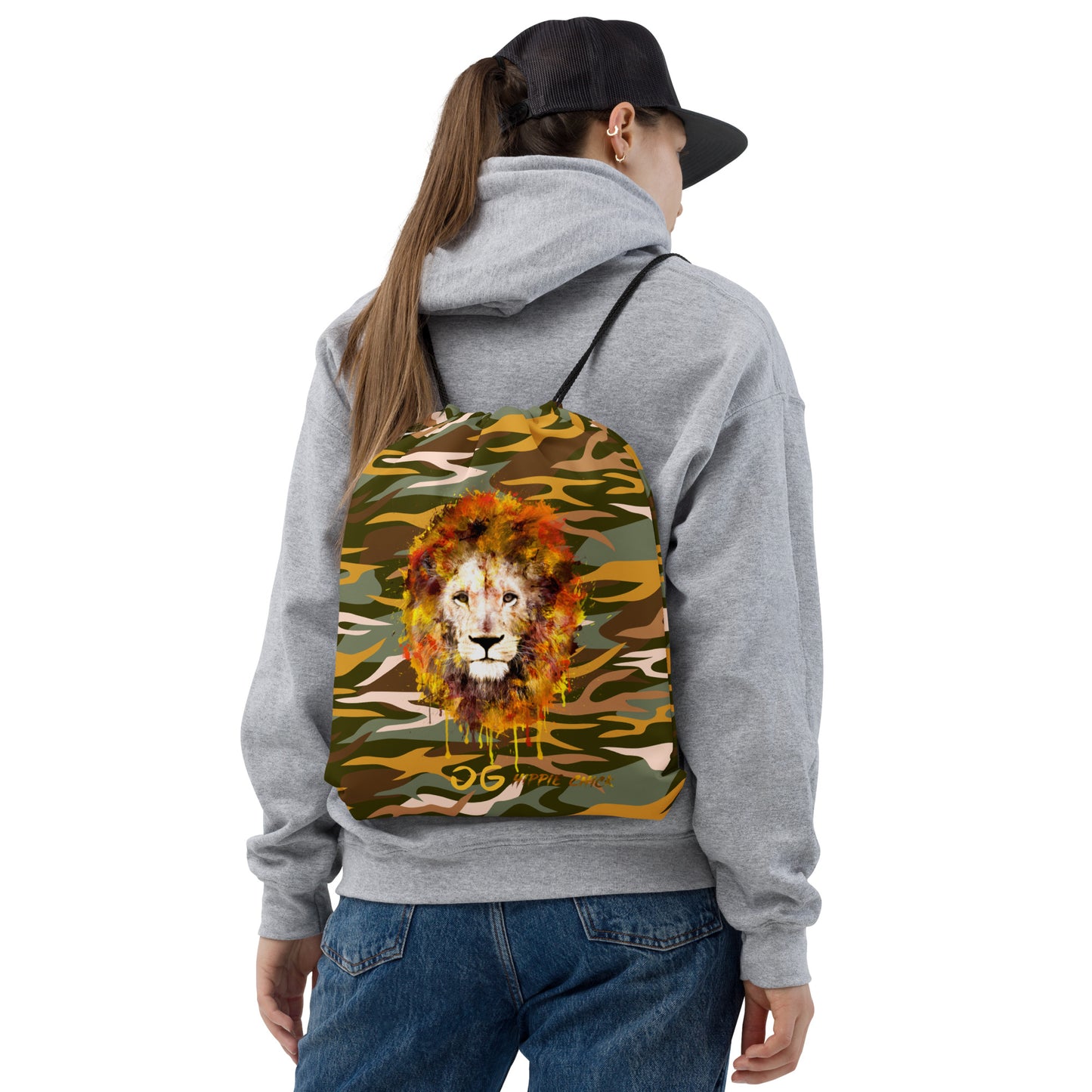 Camo Rays Drawstring Bag