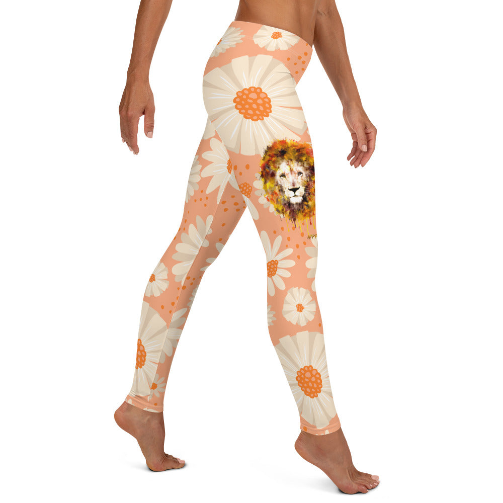 Peach Daisies Long Leggings