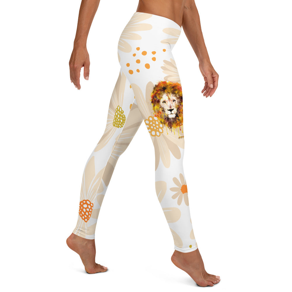 Tan Daisies Long Leggings