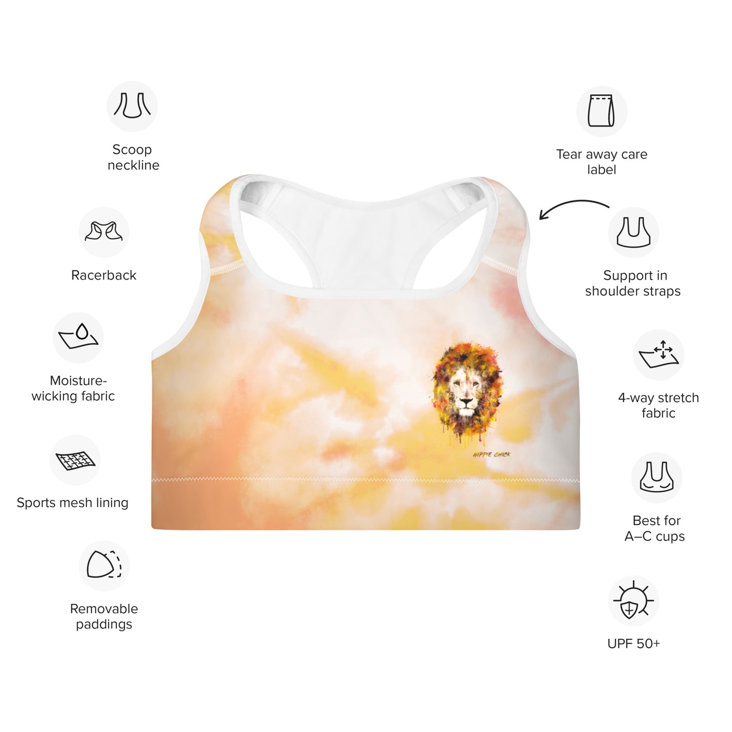 Soutien-gorge de sport orange tie-dye