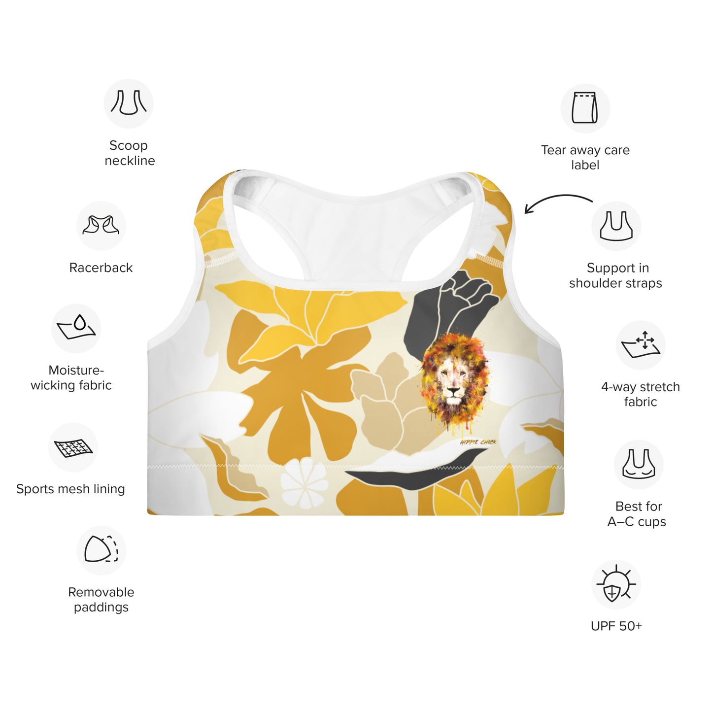 Tan Flowers Sports Bra