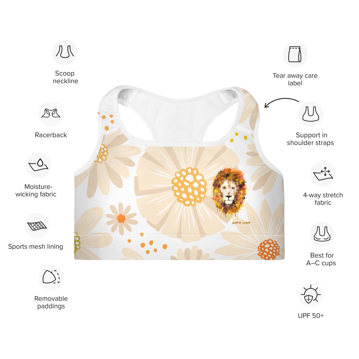 Tan Daisies Sports Bra