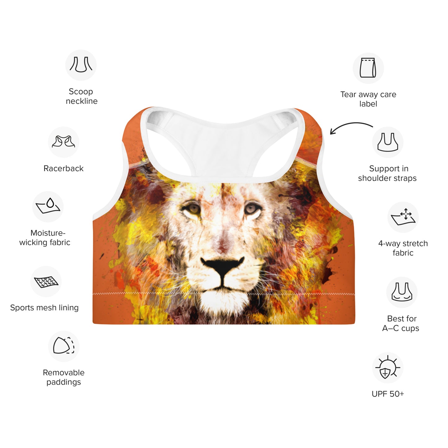 Brassière de sport orange/lion
