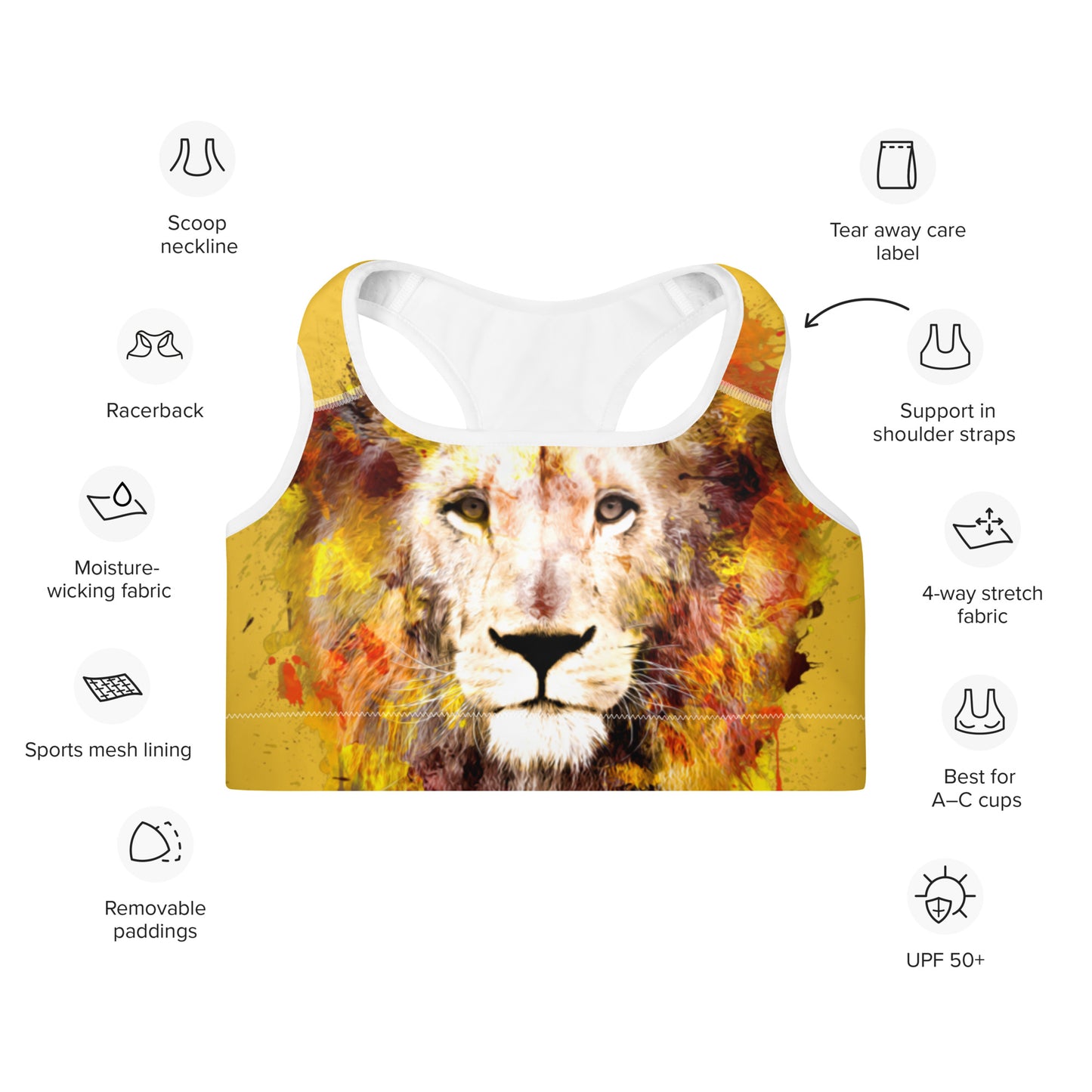 Brassière de sport jaune/lion