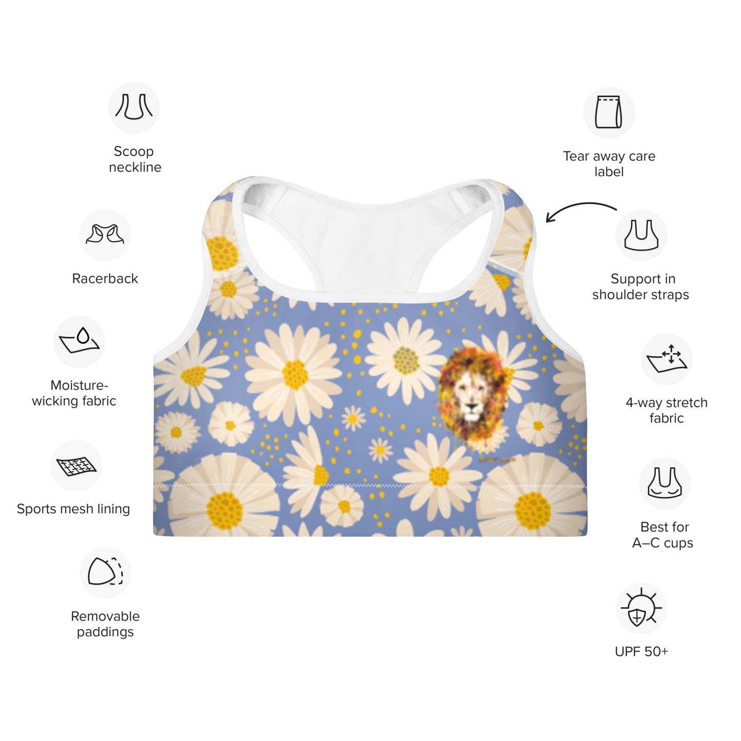 Blue Daisies Sports Bra