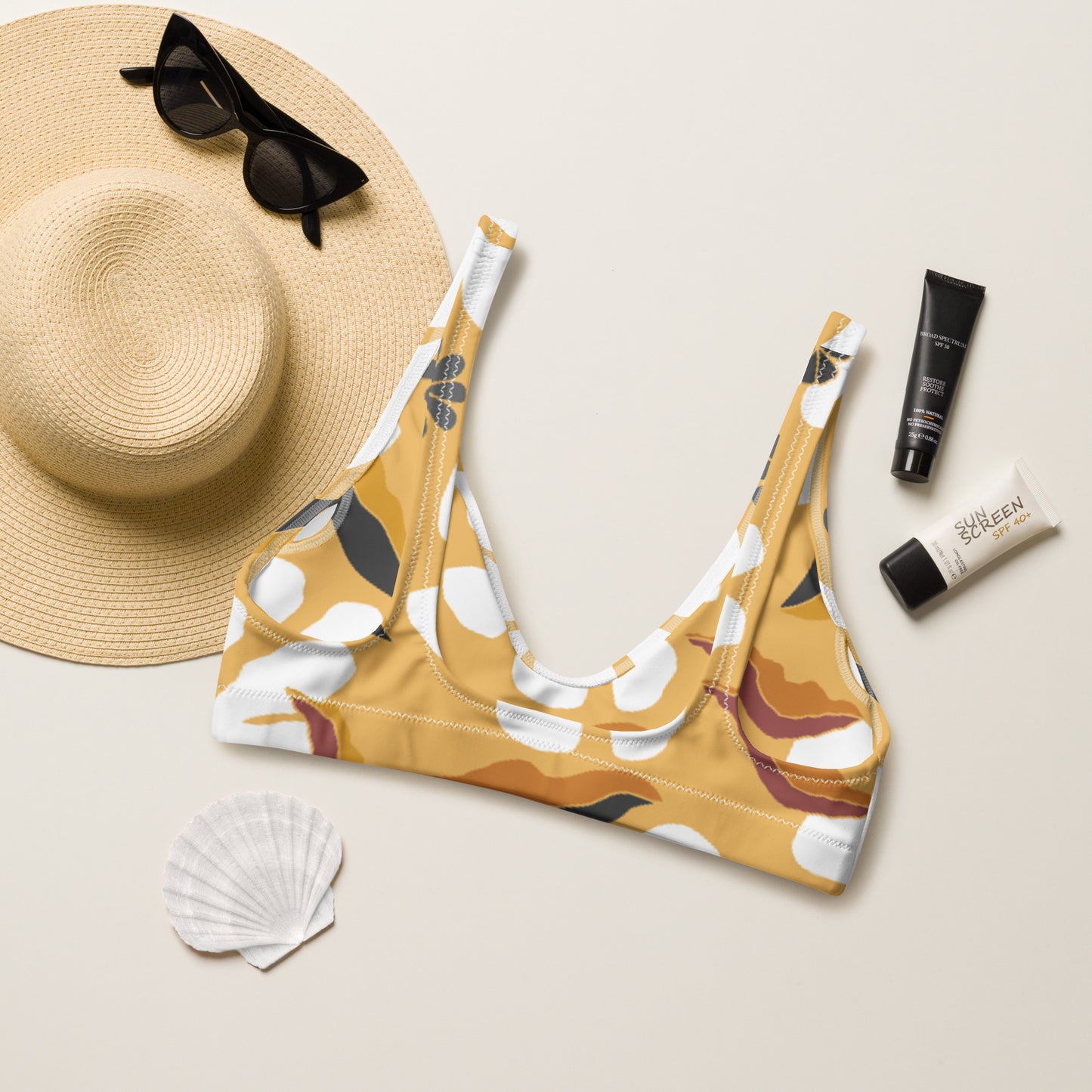 White Flowers Bikini Top