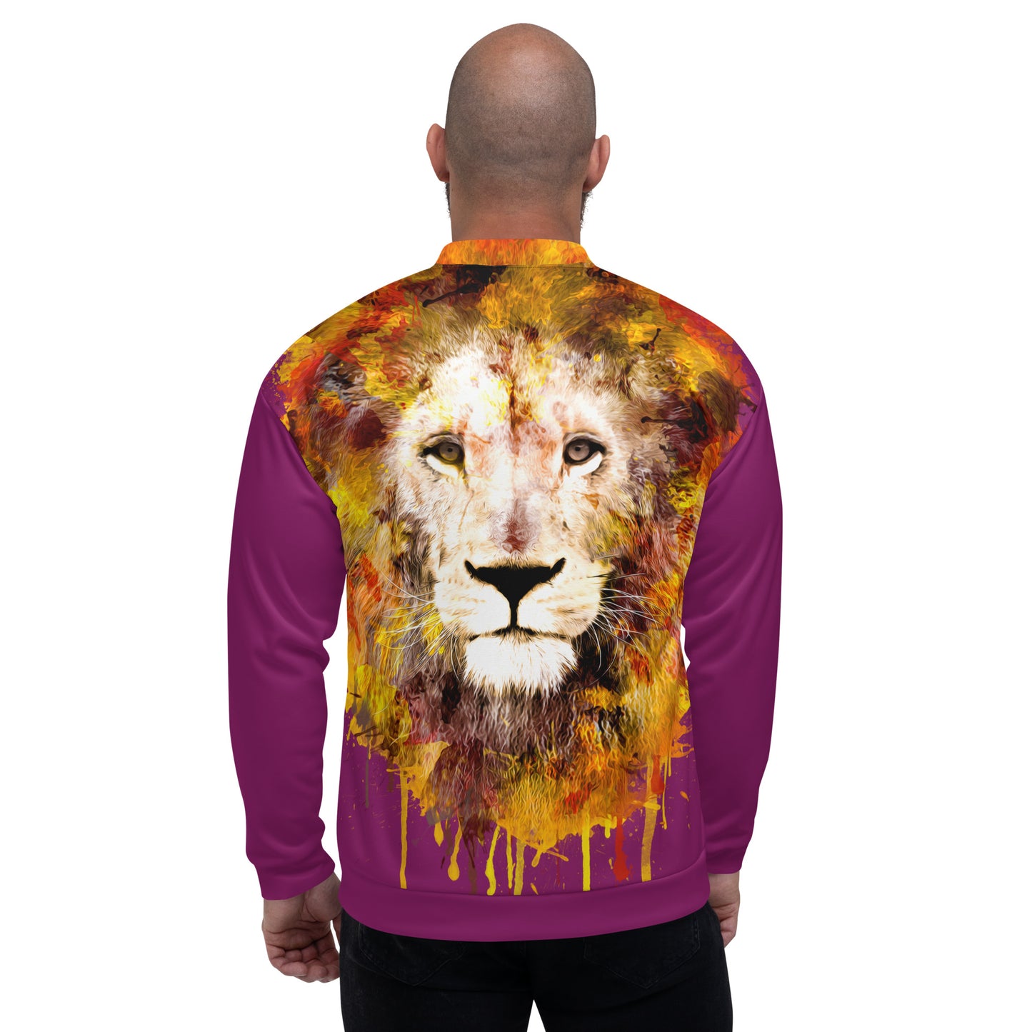 Eggplant Bomber Jacket - OG Hippie Dude (large Lion on back)
