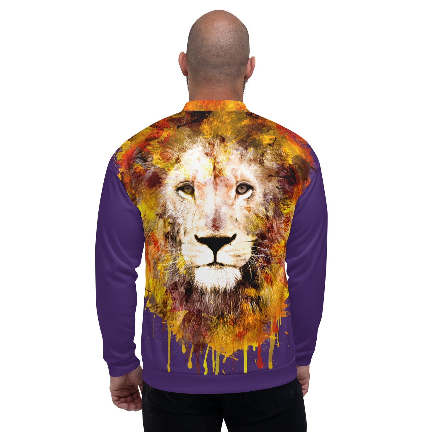 Purple Bomber Jacket - OG Hippie Dude (large Lion on back)