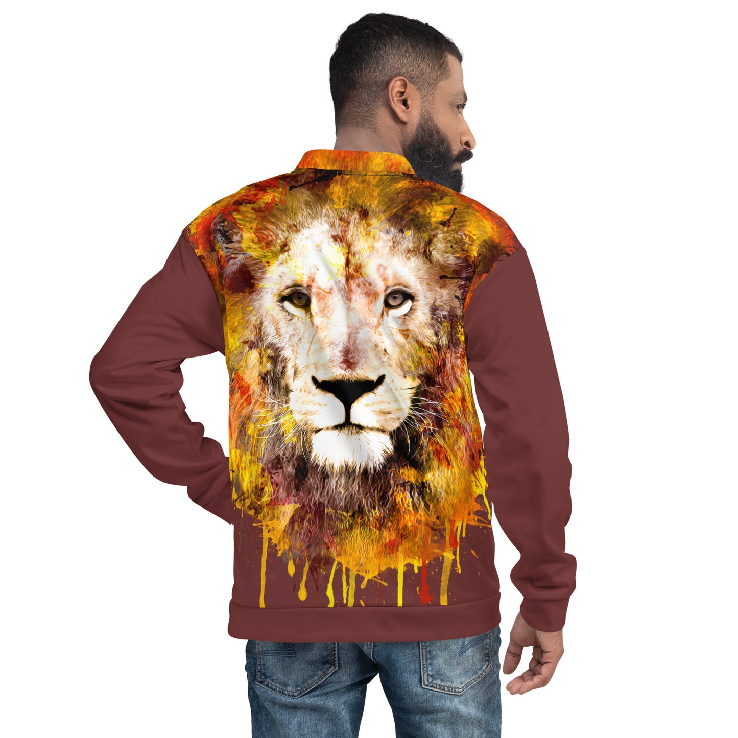 Auburn Bomber Jacket - OG Hippie Dude (large Lion on back)