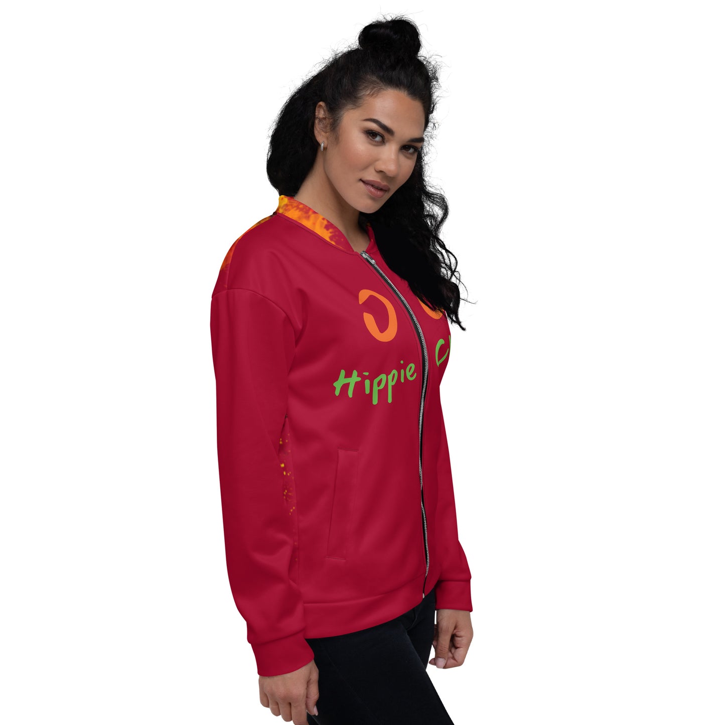 Maroon Bomber Jacket - OG Hippie Chick (large Lion on back)