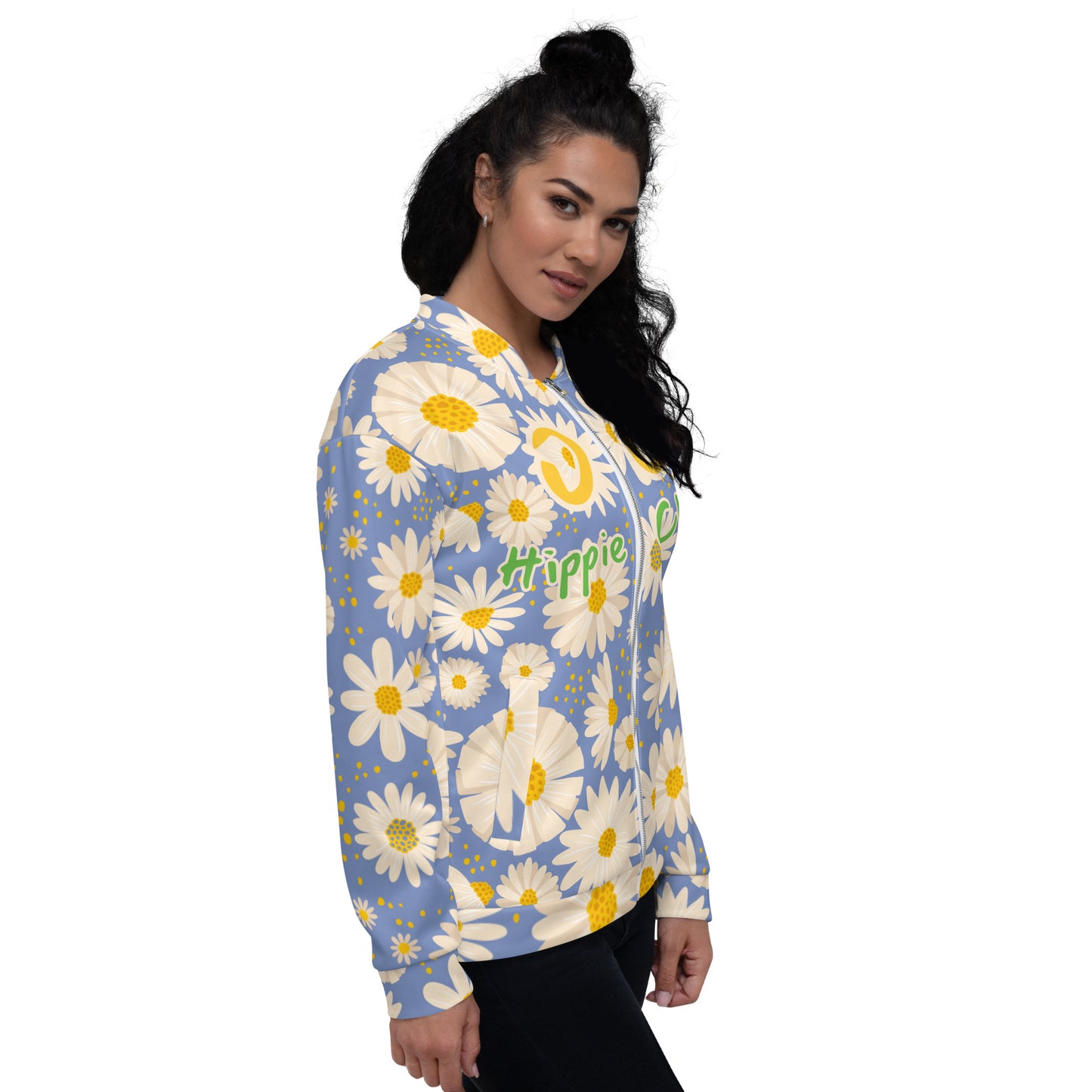 Blue Daisies Bomber Jacket - OG Hippie Chick