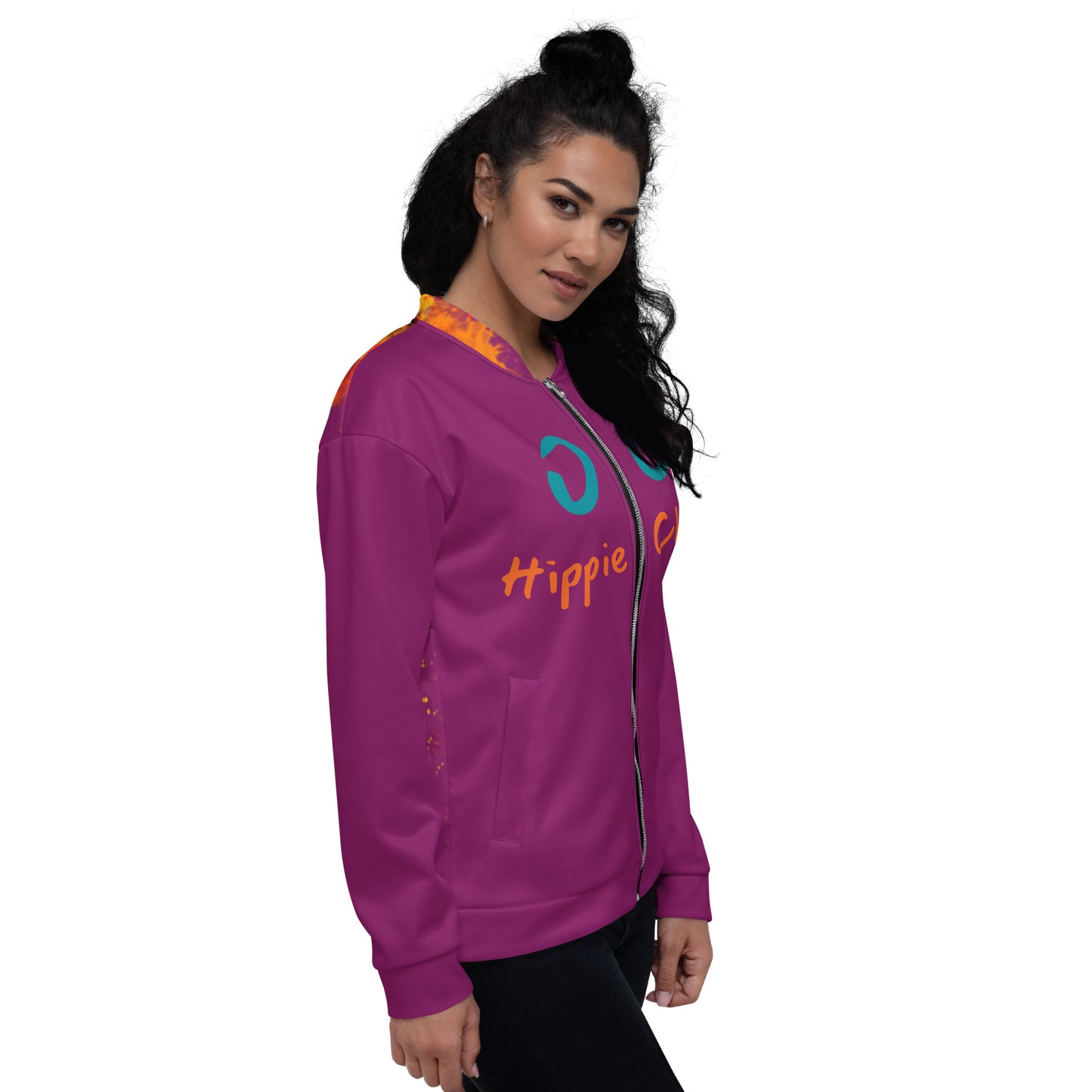 Eggplant Bomber Jacket - OG Hippie Chick (large Lion on back)