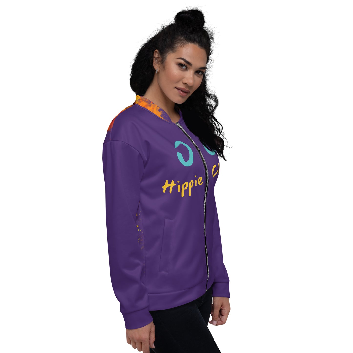 Purple Bomber Jacket - OG Hippie Chick (large Lion on back)