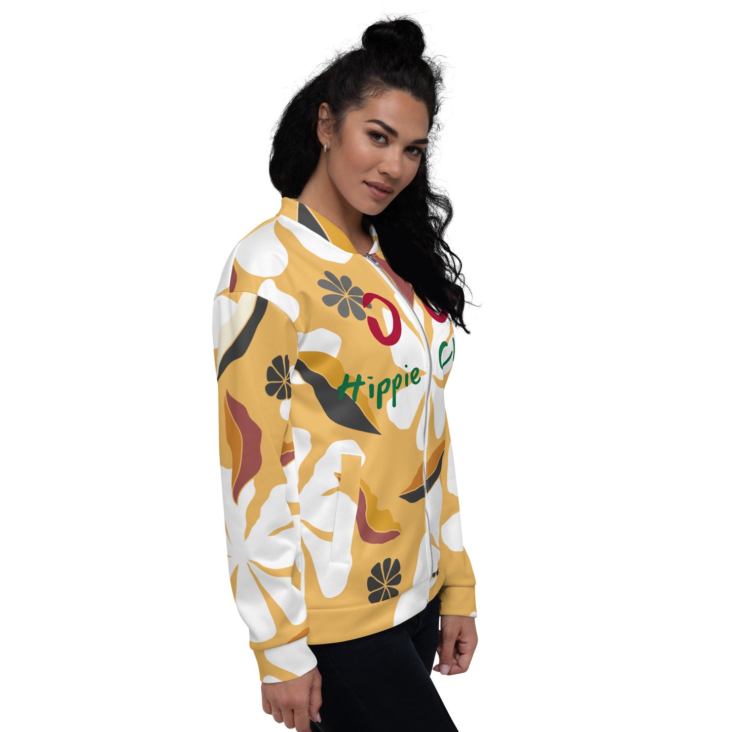 White Flowers Bomber Jacket - OG Hippie Chick