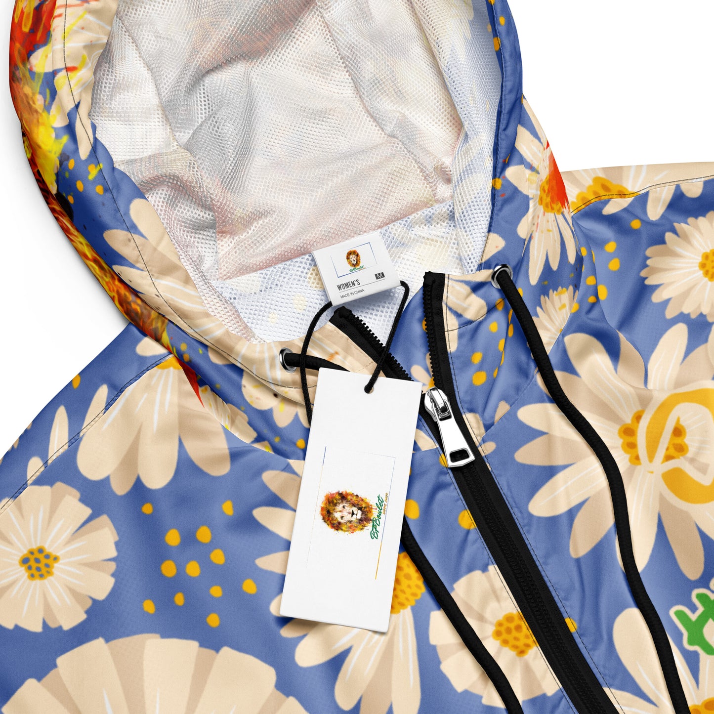 Blue Daisies Cropped Windbreaker