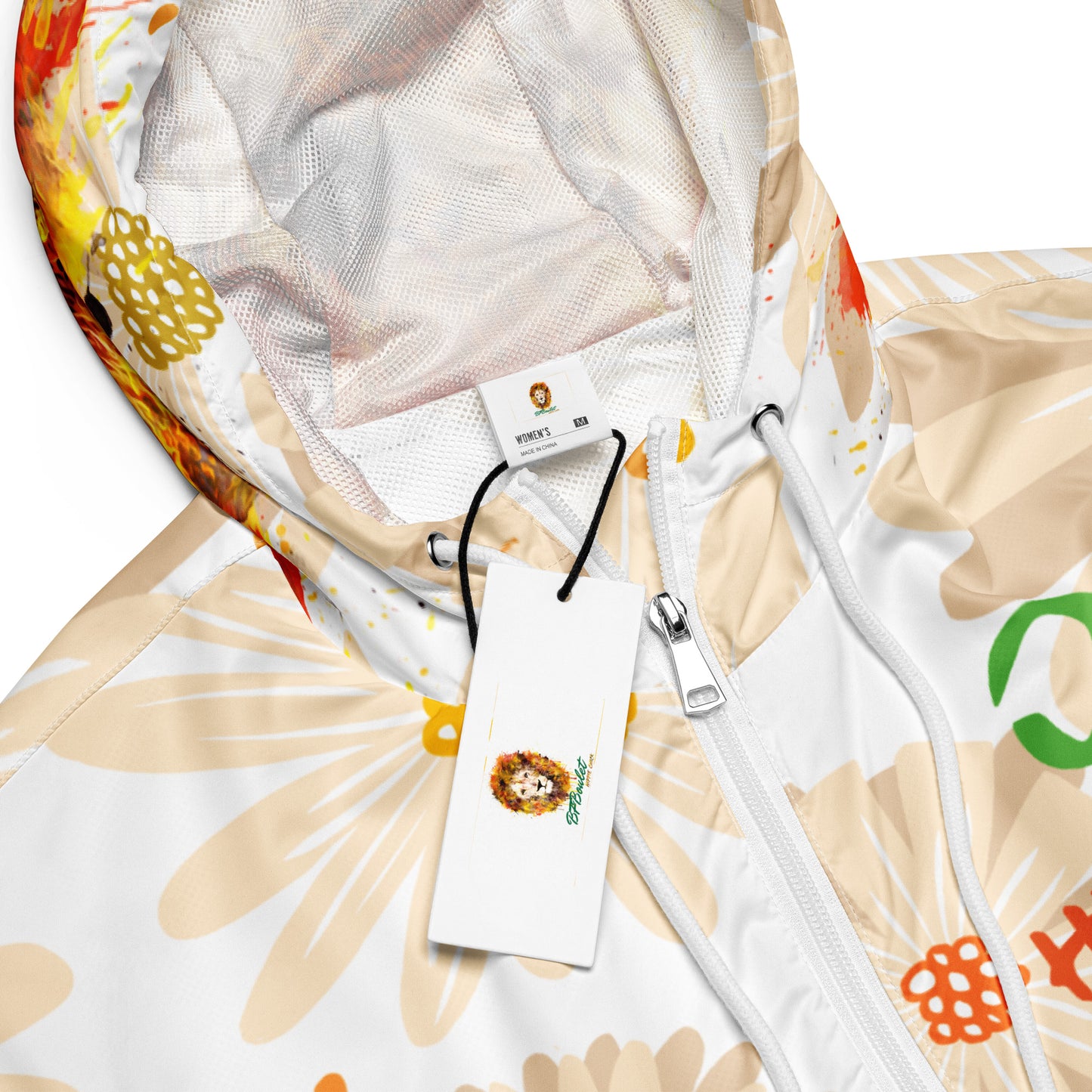 Tan Daisies Cropped Windbreaker