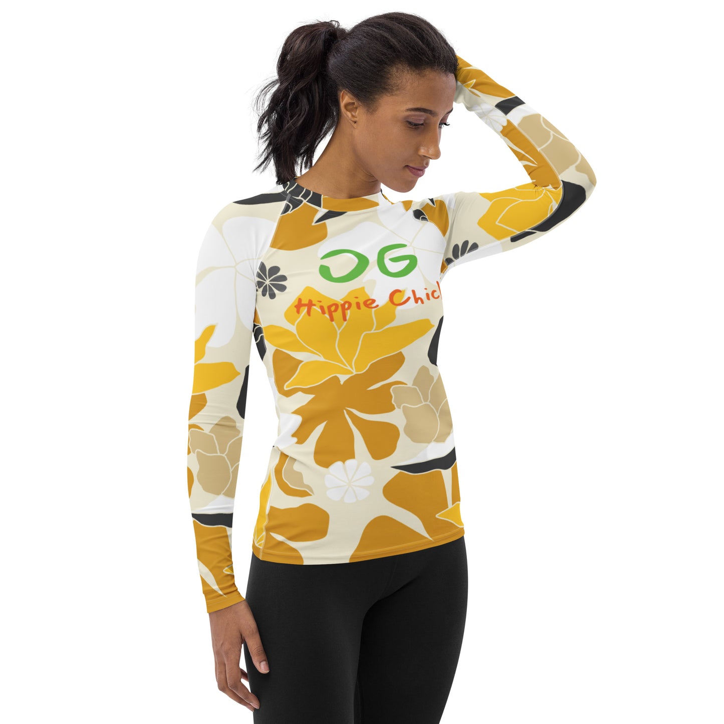 Tan Flowers Women's Rash Guard