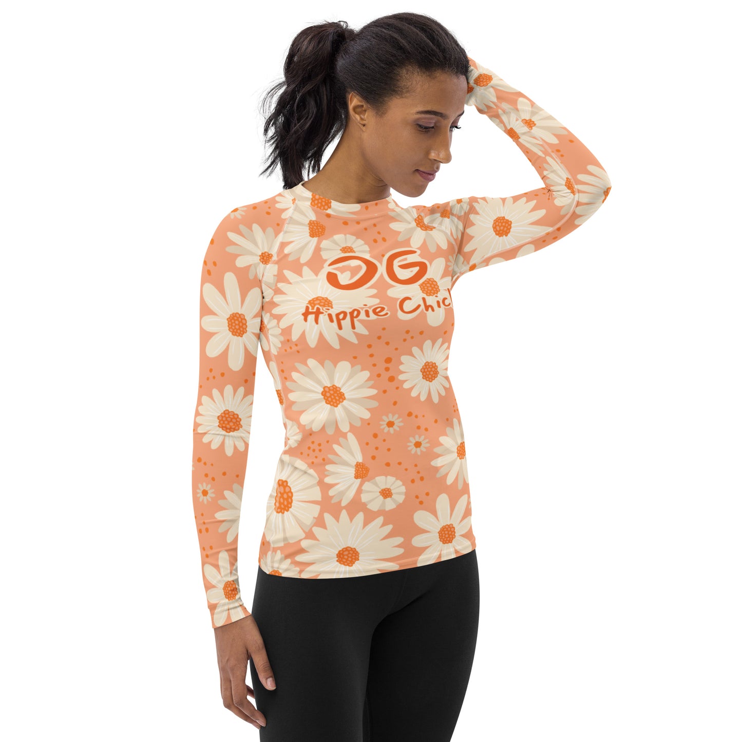 Peach Daisies Women's Rash Guard