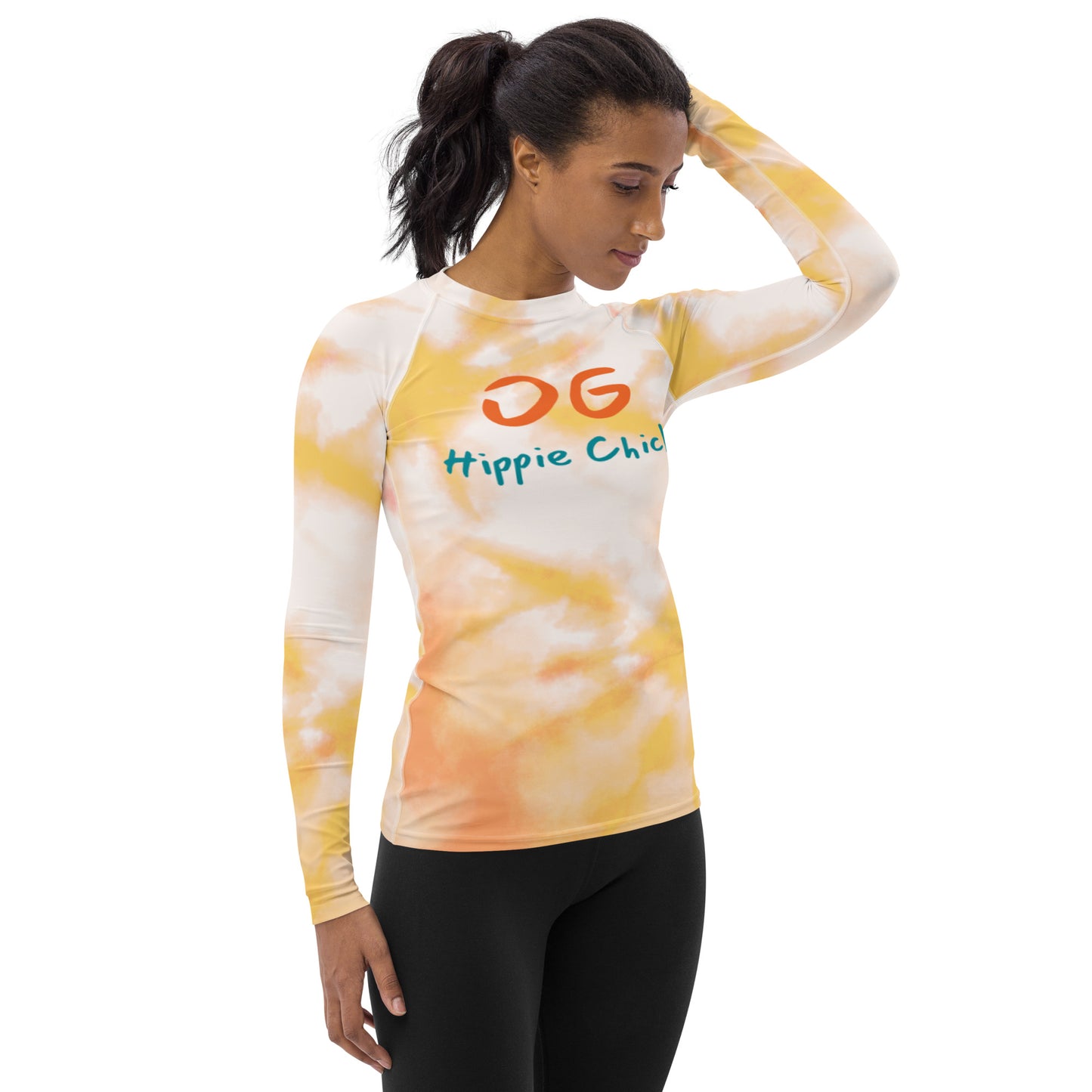 Orange Tie Dye Women's Rash Guard
