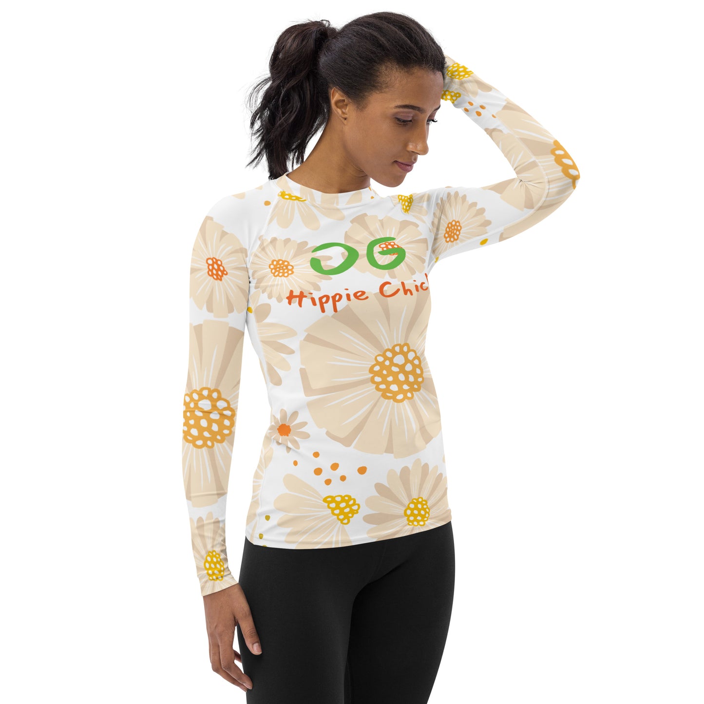 Tan Daisies Women's Rash Guard