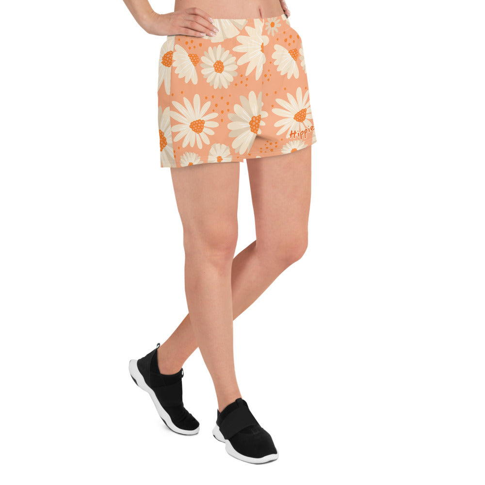 Peach Daisies Women's Athletic Shorts