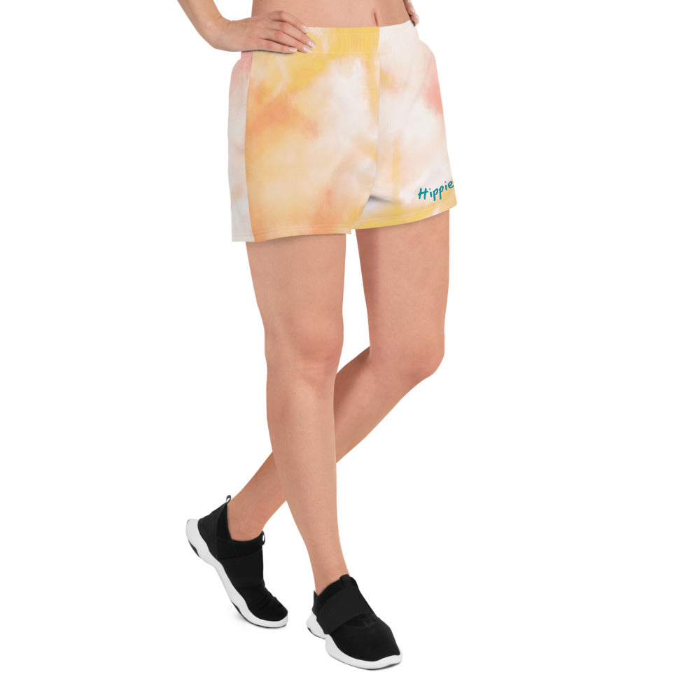 Orange Tie Dye Women's Athletic Shorts
