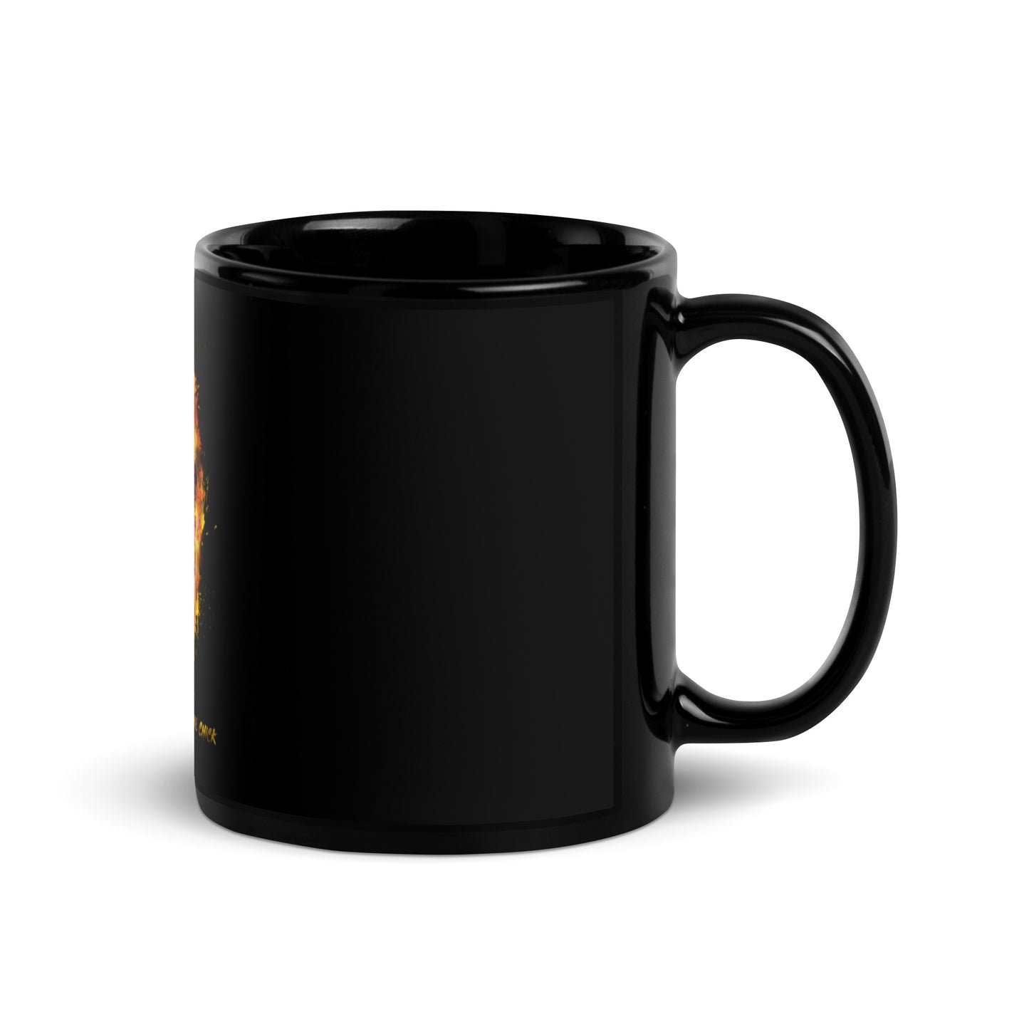 Black Glossy Mug - OG Hippie Chick (Yellow)