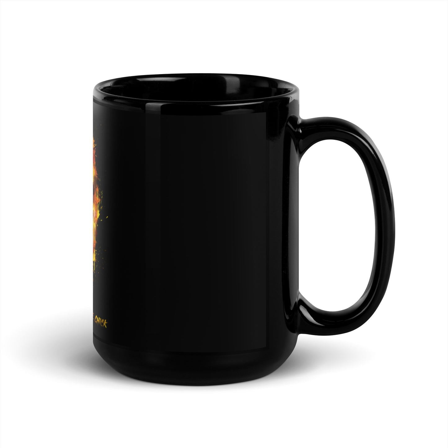 Black Glossy Mug - OG Hippie Chick (Orange)