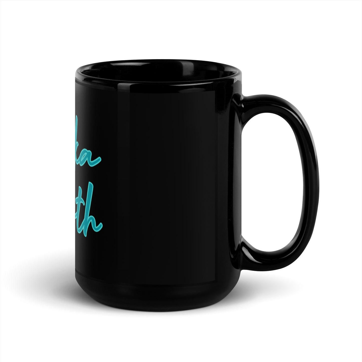 Black Glossy Mug - Heyoka Empath (Teal)