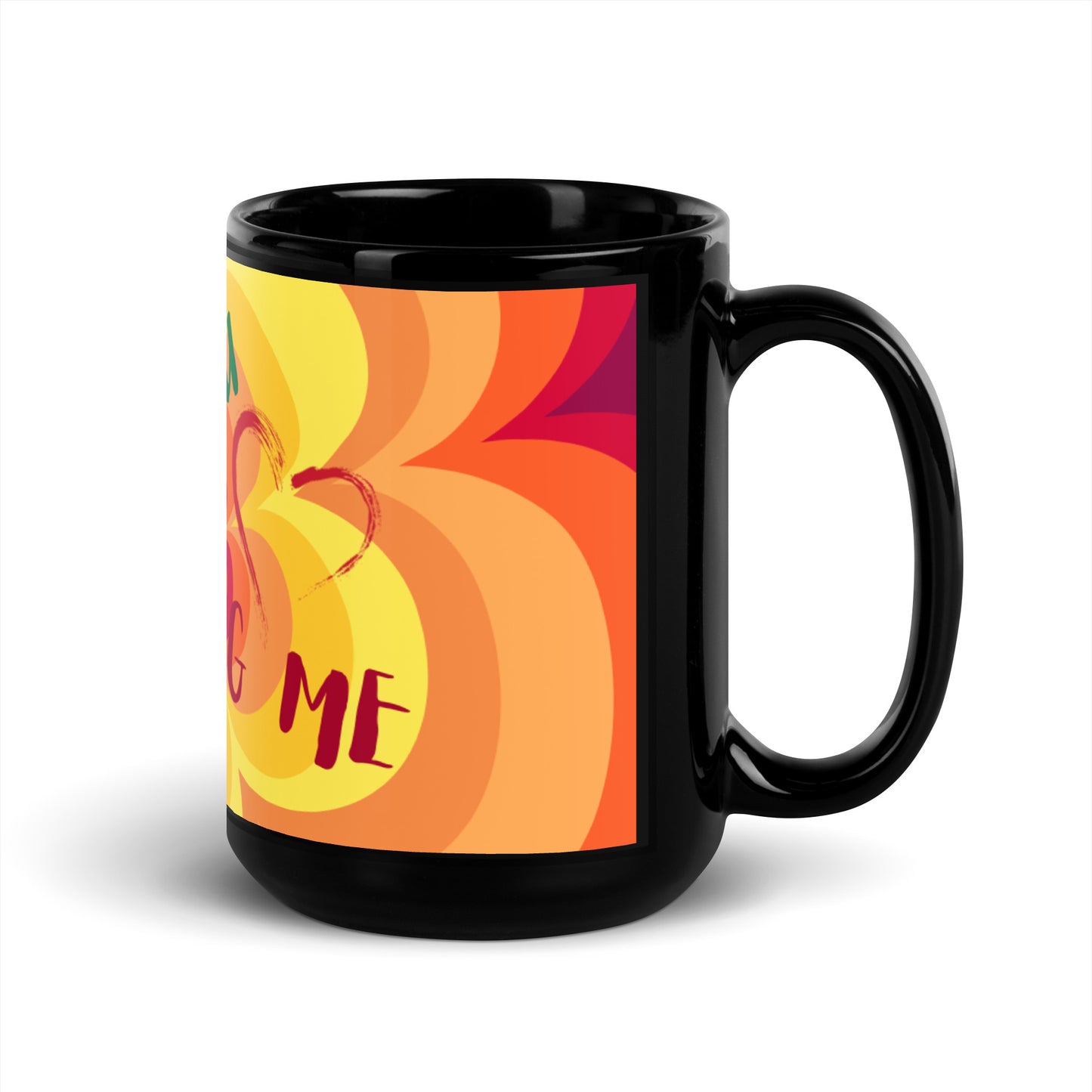 Sunny Flower 2 Black Glossy Mug - Loving U Loving me