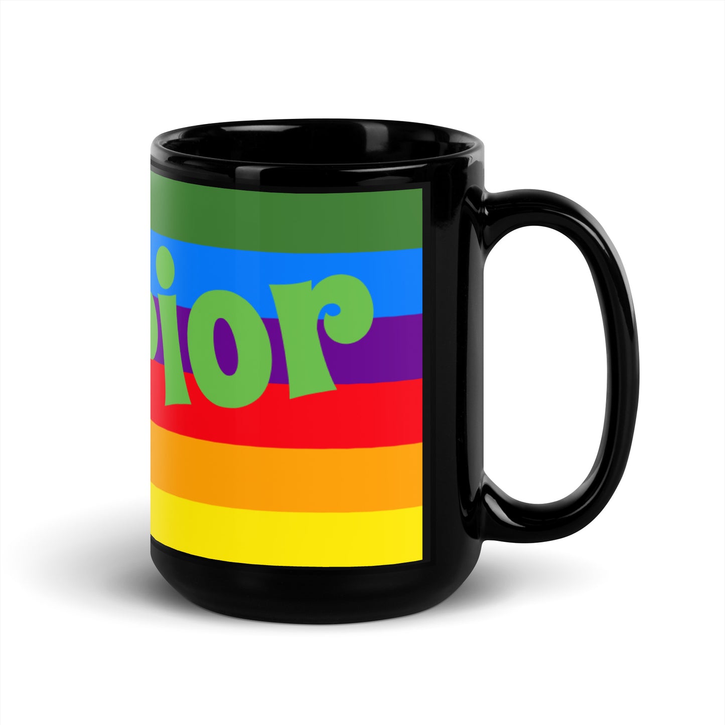 Rainbow Black Glossy Mug - Warrior