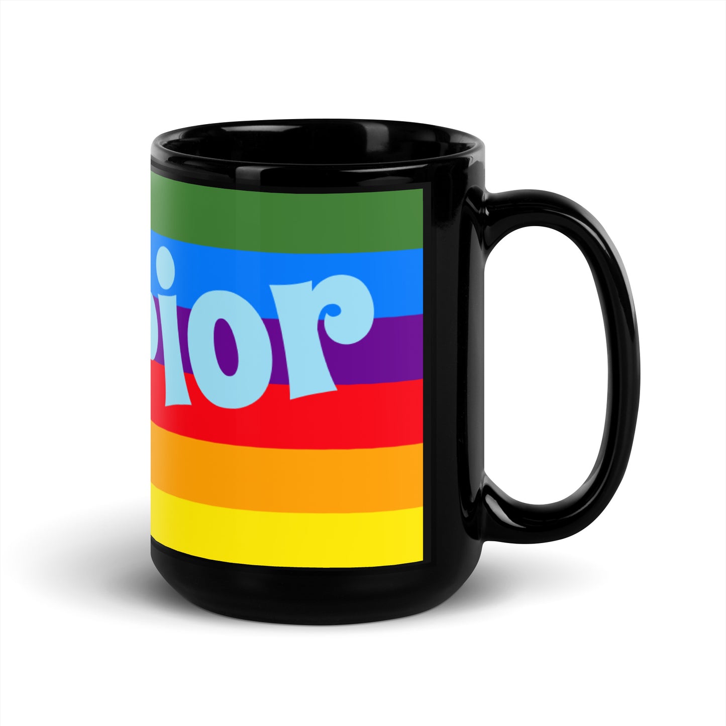 Rainbow Black Glossy Mug - Warrior