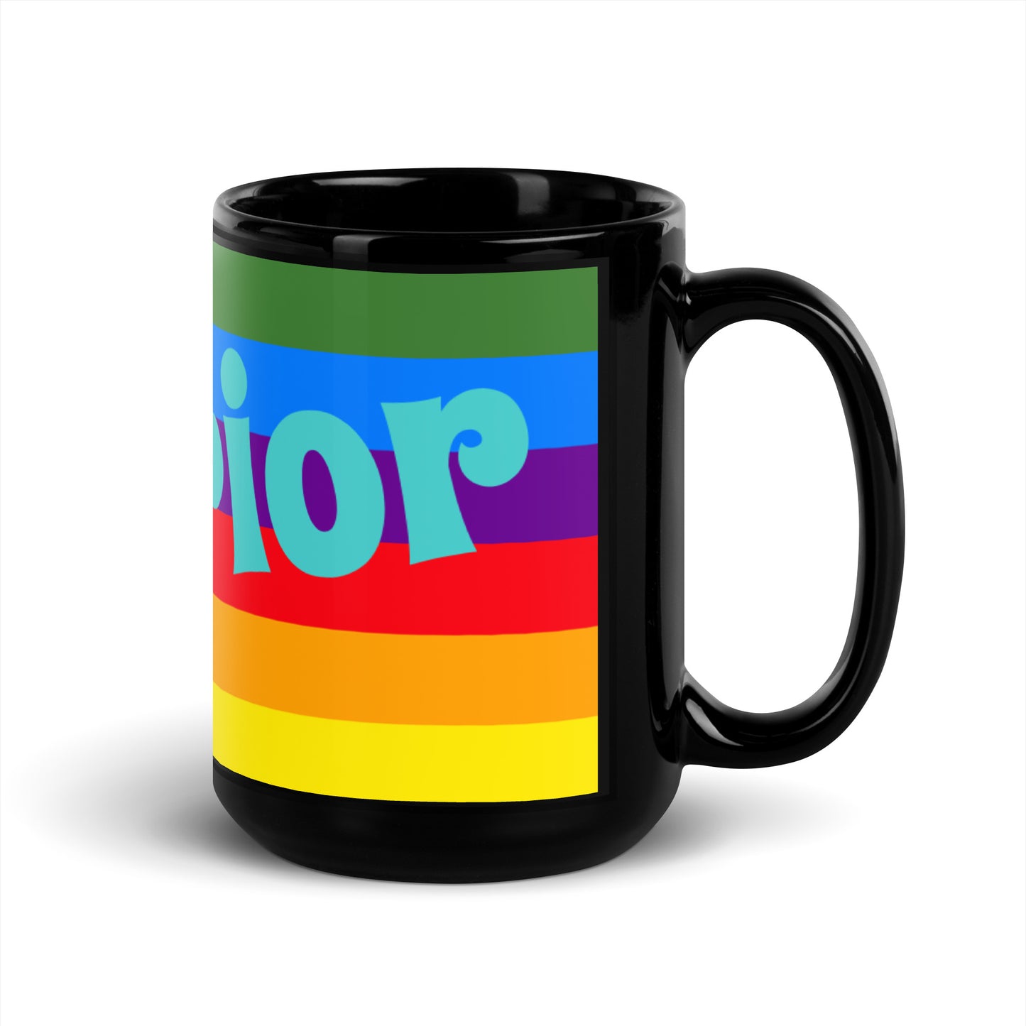Rainbow Black Glossy Mug - Warrior