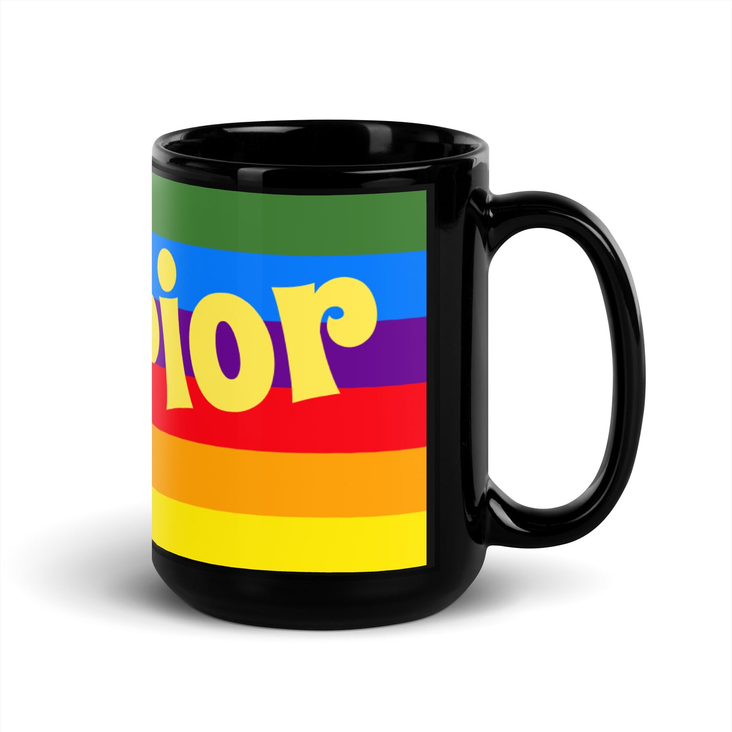 Rainbow Black Glossy Mug - Warrior