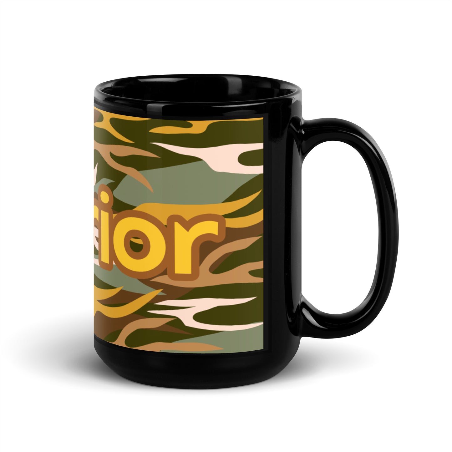 Camo Rays Black Glossy Mug - Warrior