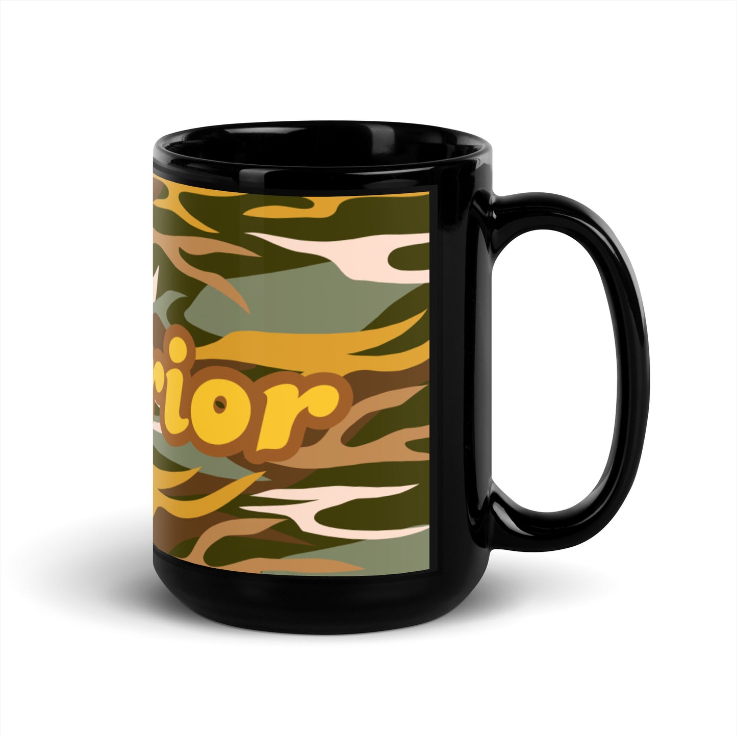 Camo Rays Black Glossy Mug - Warrior