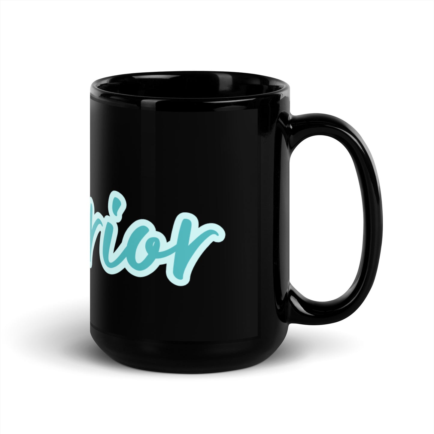 Black Glossy Mug - Warrior (Teal)