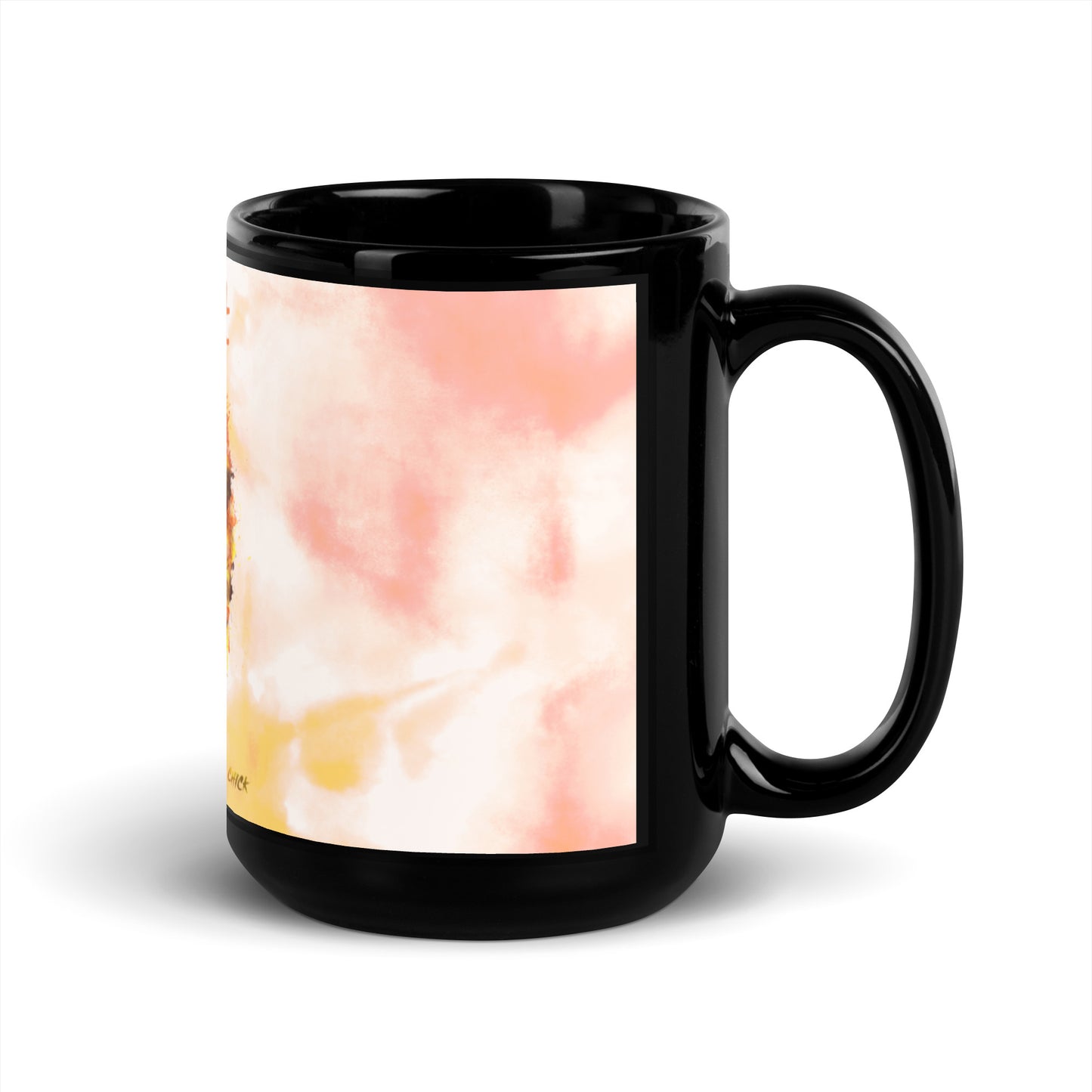 Orange Tie Dye Black Glossy Mug - Boulet