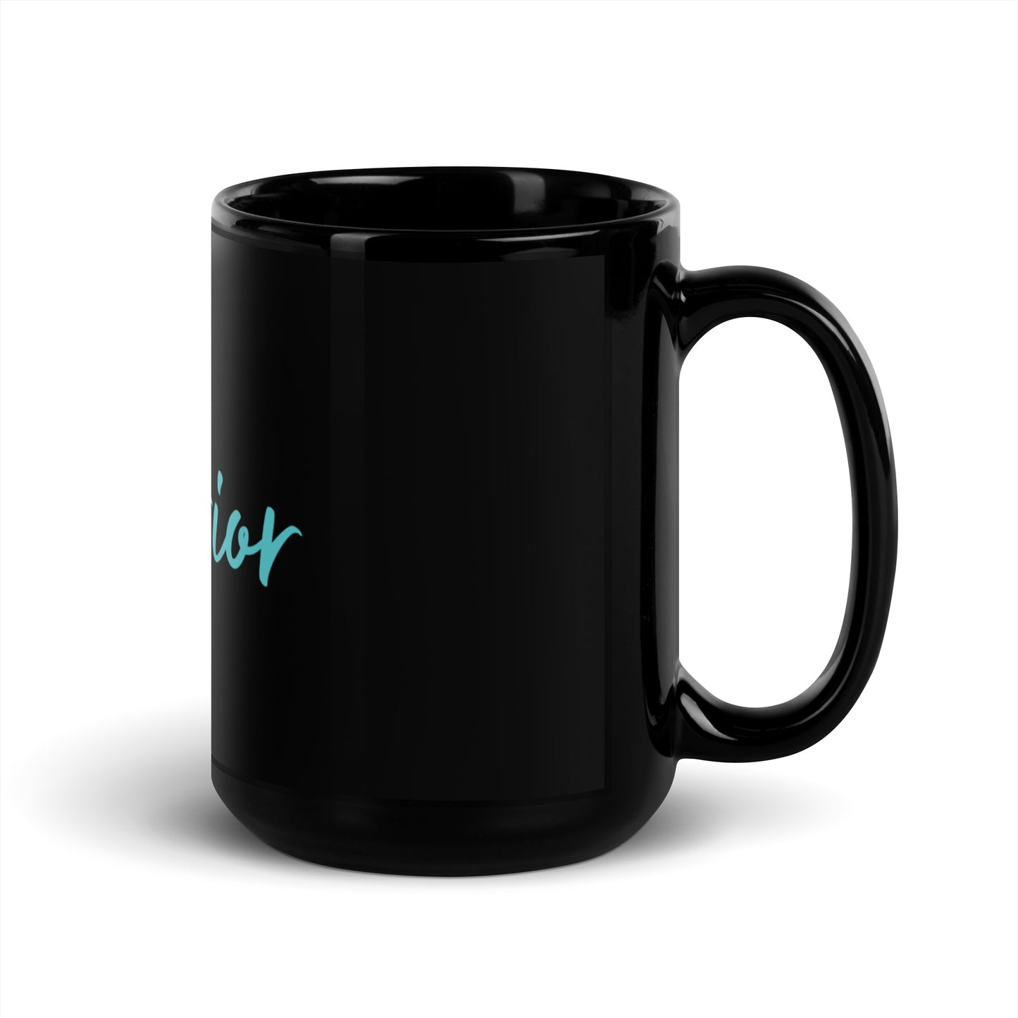 Black Glossy Mug - Warrior (Teal)