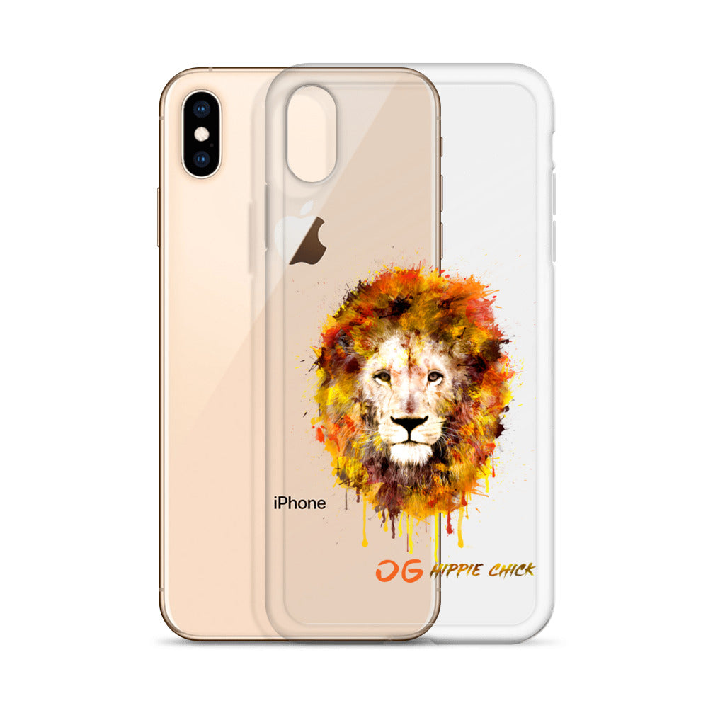 Clear iPhone Case - OG Hippie Chick (orange)