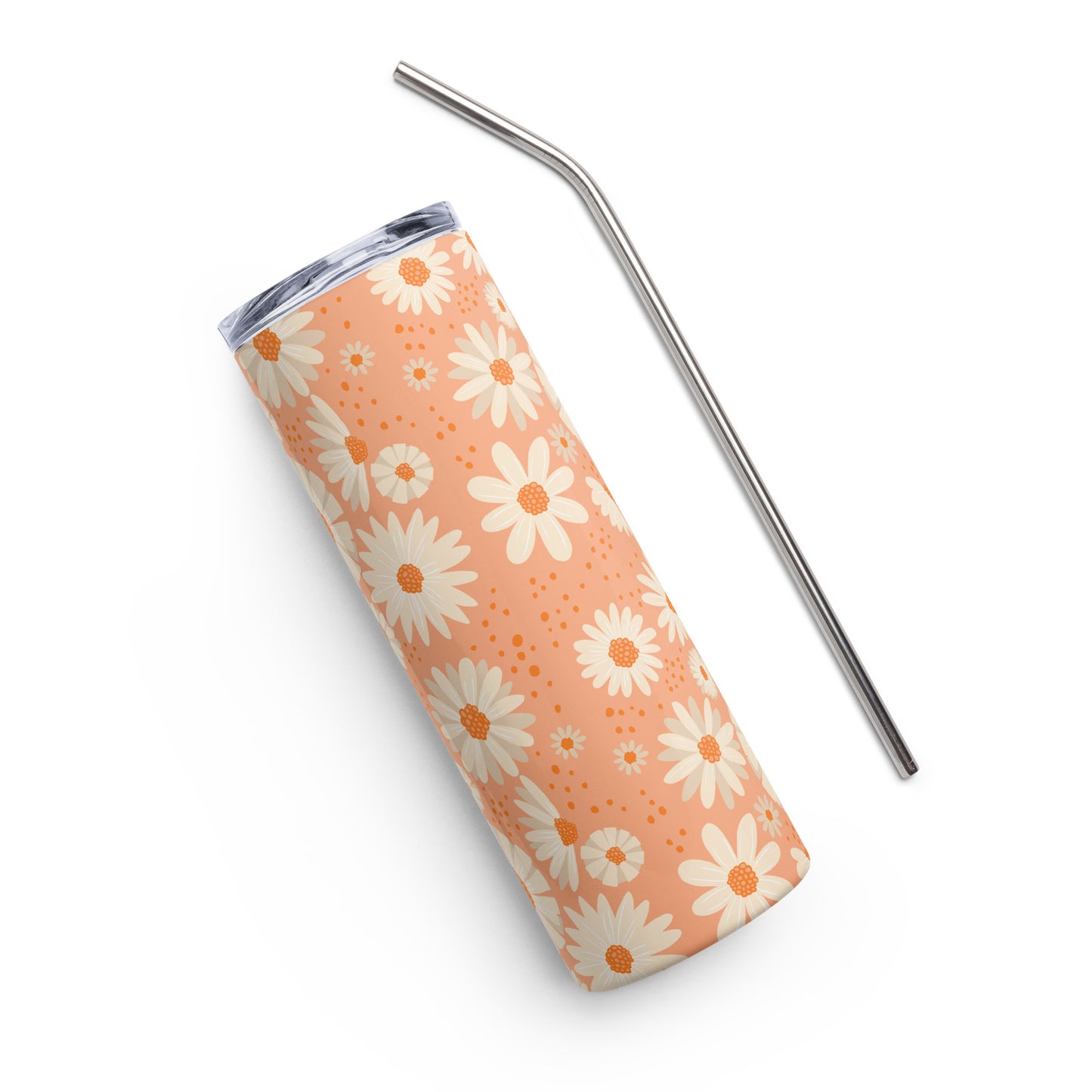 Peach Daisies Stainless Steel Tumbler