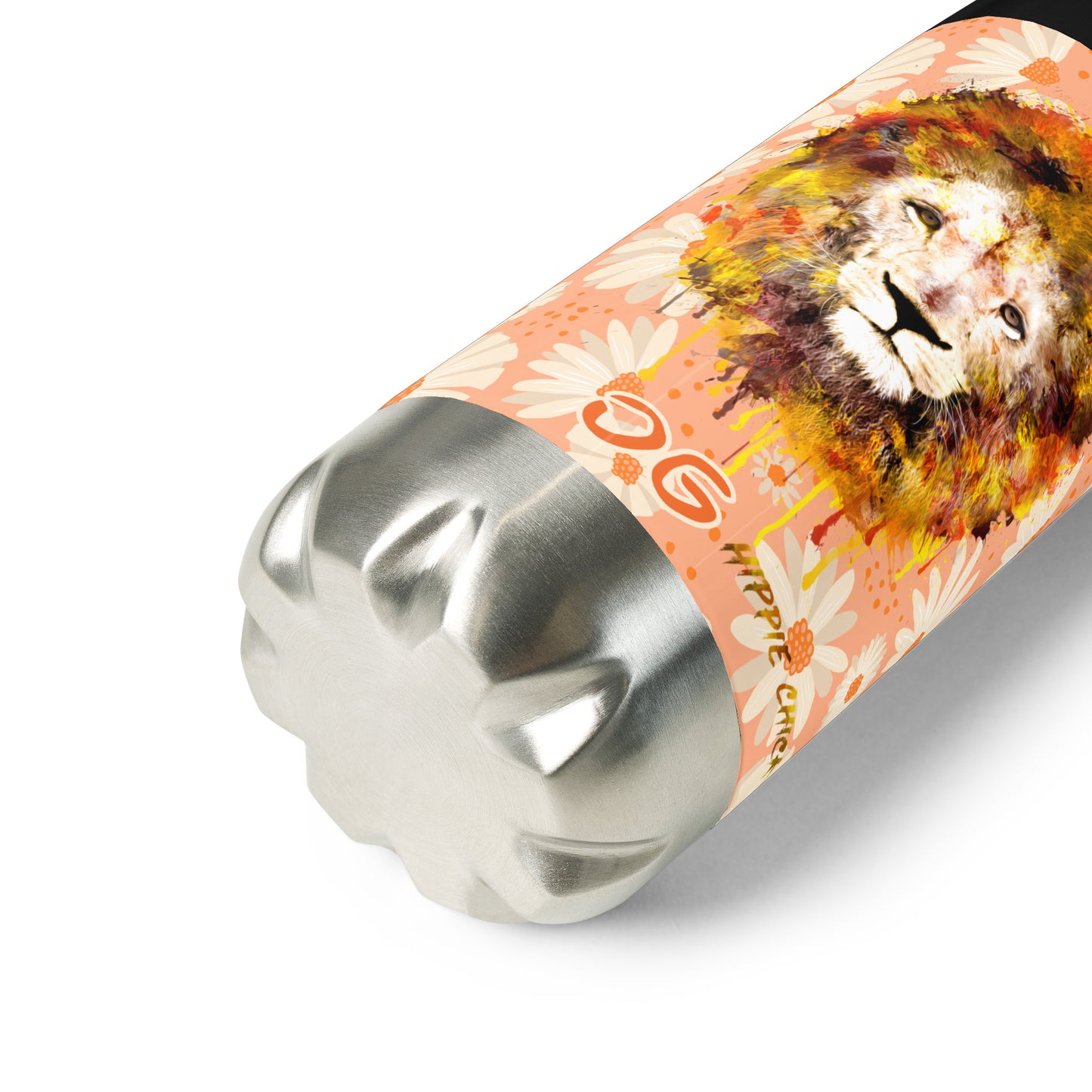 Peach Daisies Stainless Steel Water Bottle