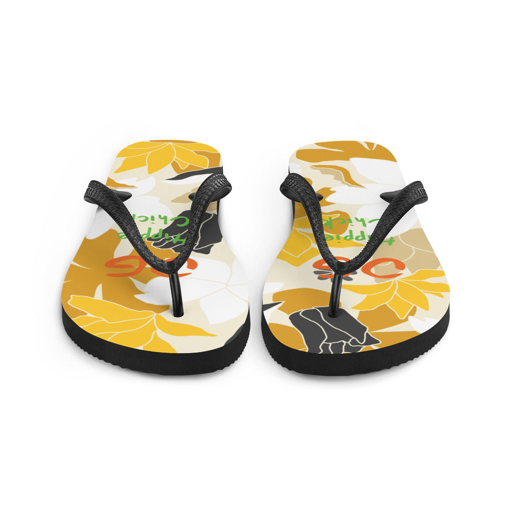 Tan Flowers Flip-Flops