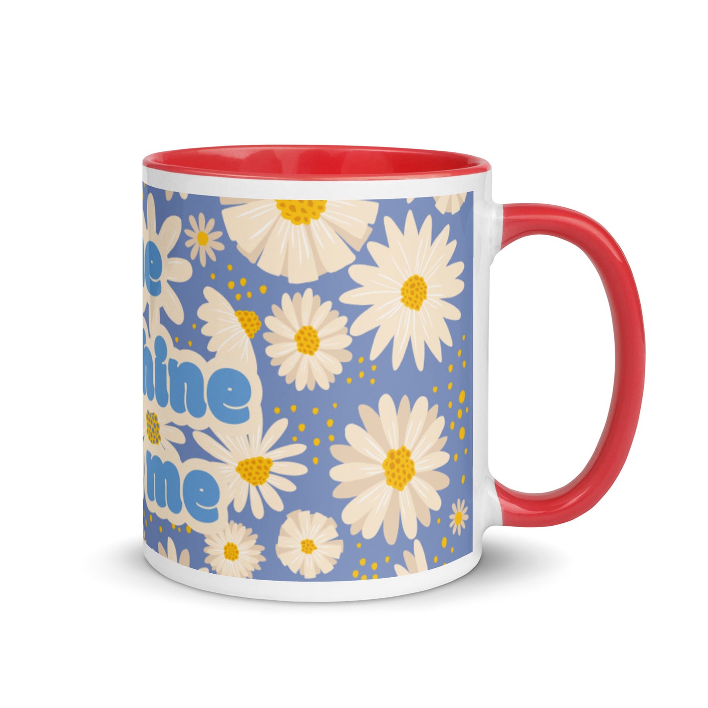 Tasse colorée marguerites bleues - Le soleil est en moi
