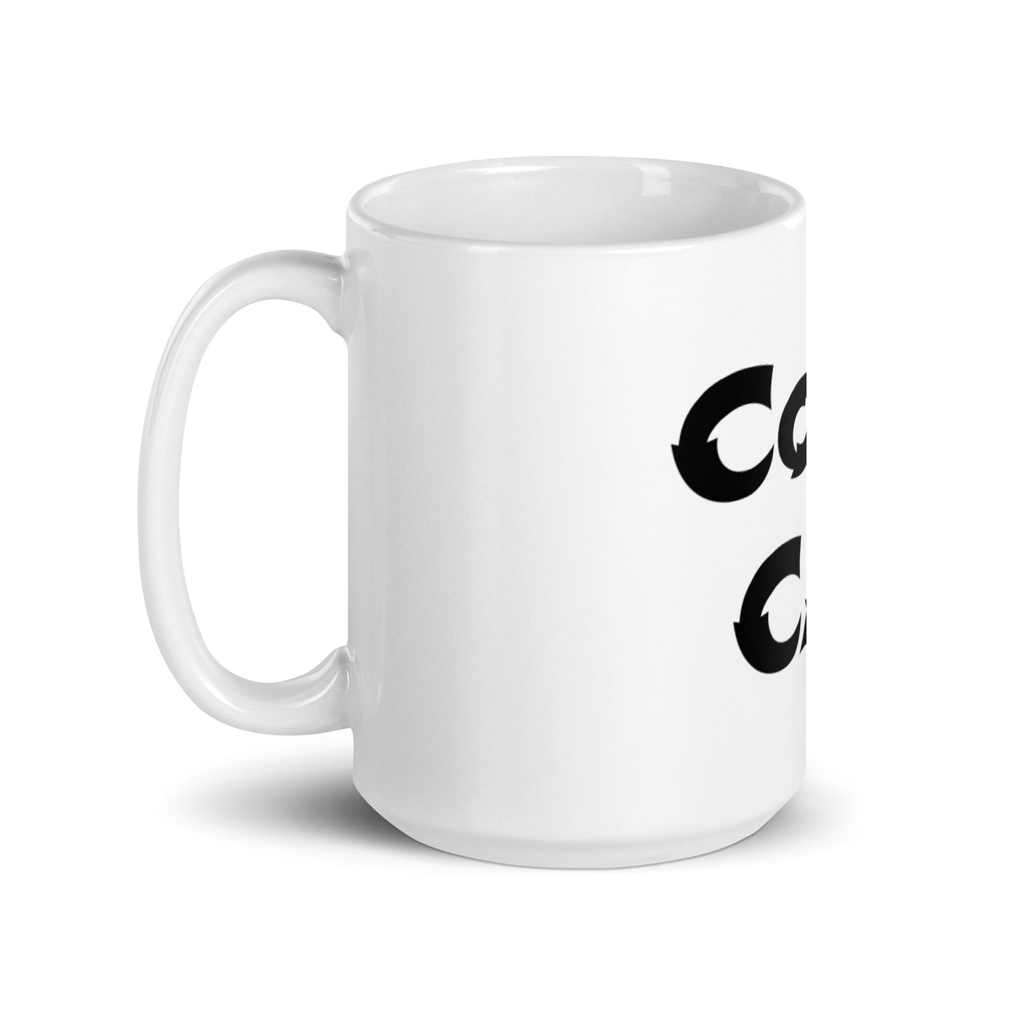 White Glossy Mug - Cool Cat (Black)