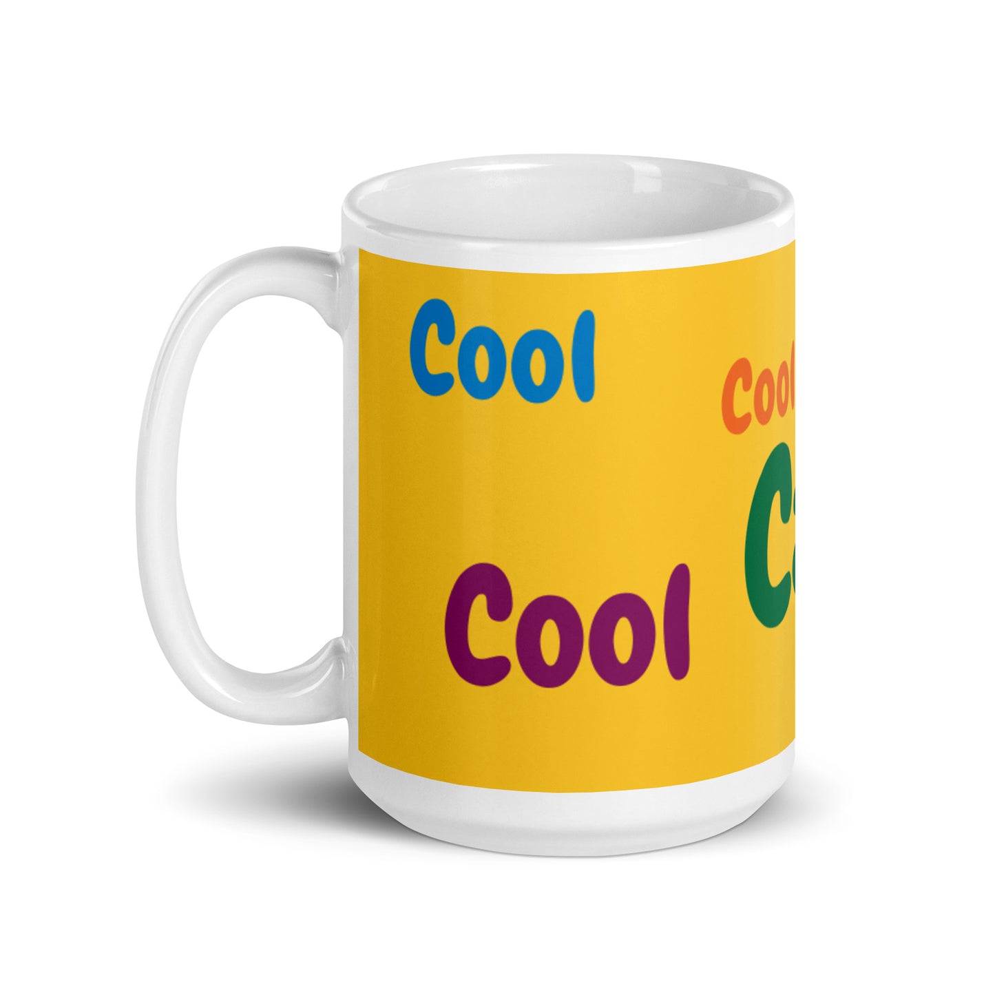 Yellow White Glossy Mug - Cool Cat