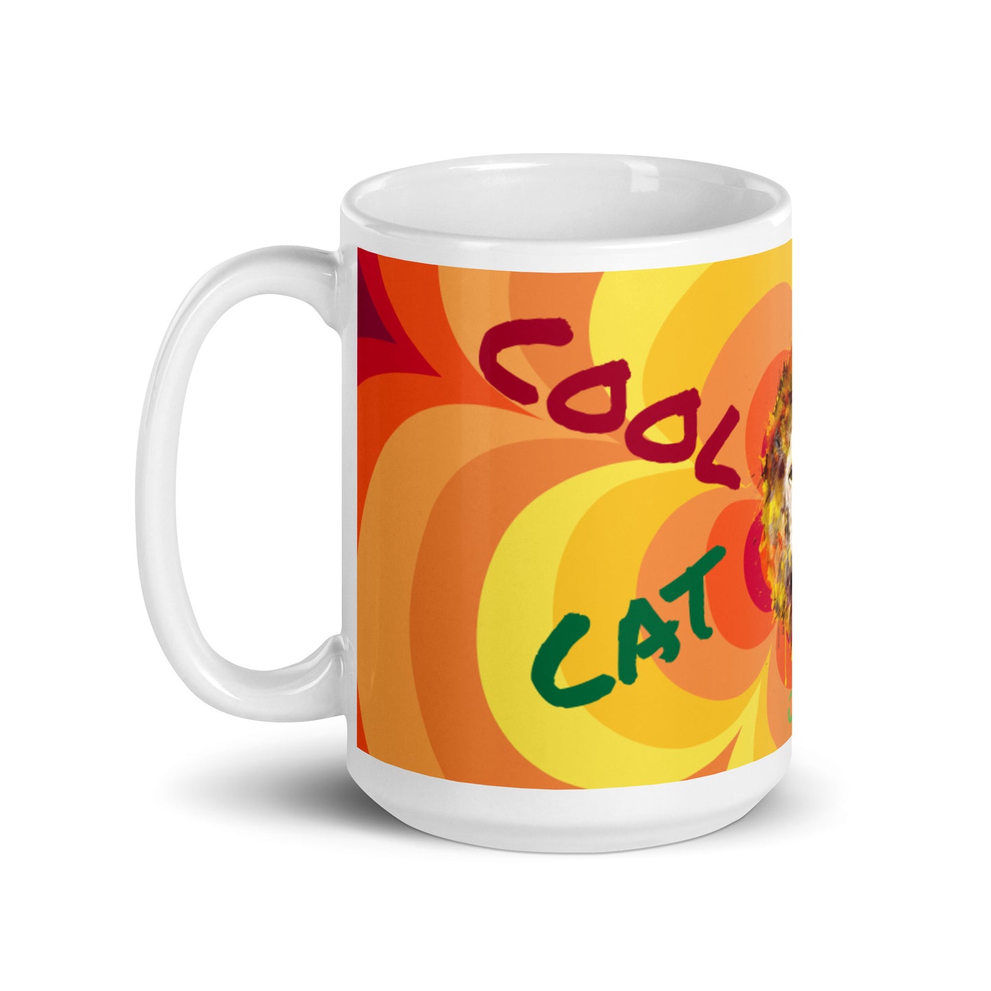 Sunny Flower 2 White Glossy Mug - Cool Cat